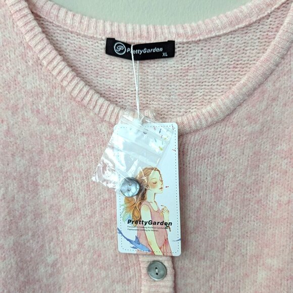 NWT Pretty Garden Women's Blush Pink Button Front Cardigan Sweater. Size XL - Picture 2 of 4
